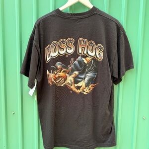 Vintage BOSS HOG Motorcycle Shirt Men LARGE Harley Chopper Laconia